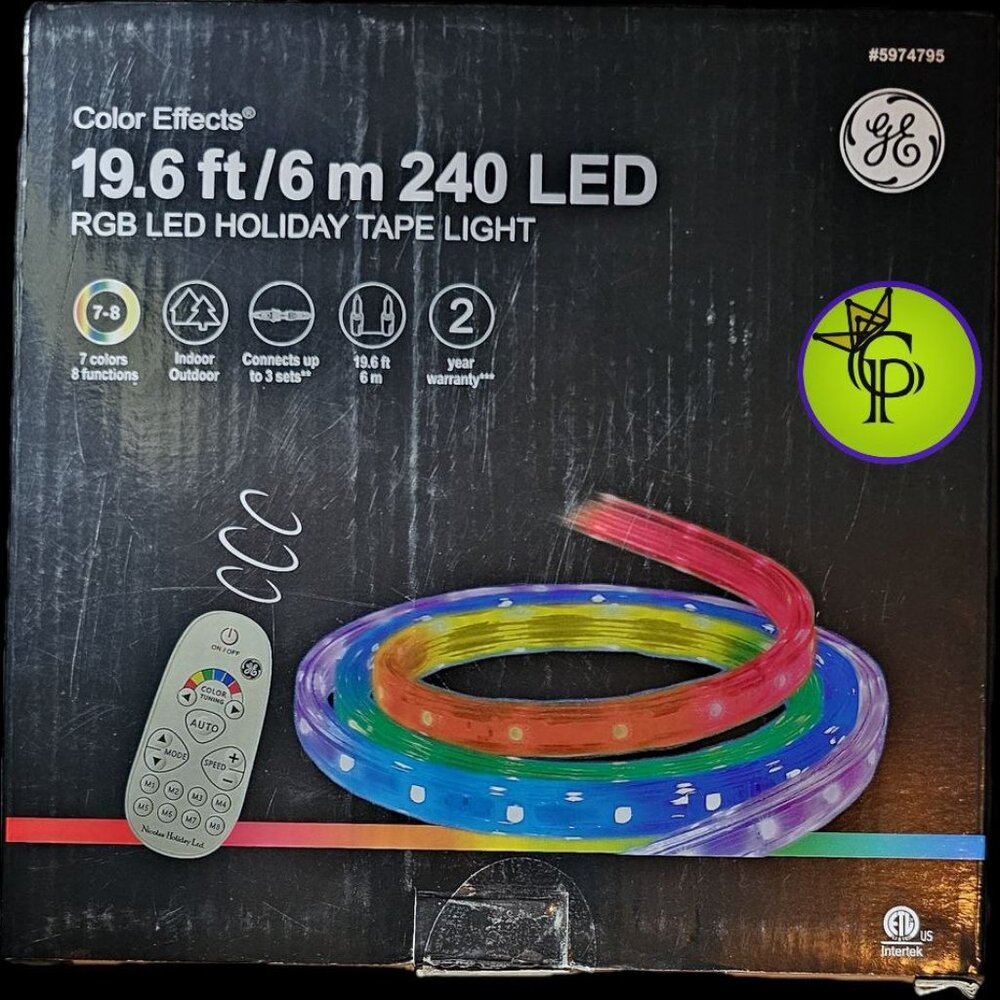 GE Color Effects 180 -Light 19.6-ft Multicolor Integrated LED Christmas Tape lgt